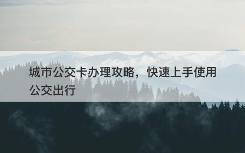 城市公交卡办理攻略，快速上手使用公交出行