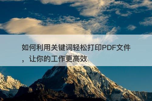 如何利用关键词轻松打印PDF文件，让你的工作更高效
