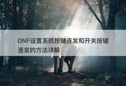 DNF设置系统按键连发和开关按键连发的方法详解