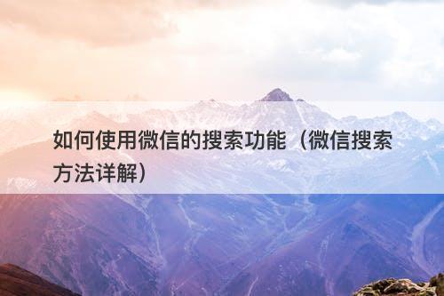 如何使用微信的搜索功能（微信搜索方法详解）