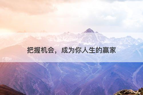 把握机会，成为你人生的赢家