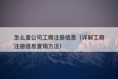 怎么查公司工商注册信息（详解工商注册信息查询方法）-图1