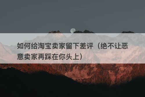 如何给淘宝卖家留下差评（绝不让恶意卖家再踩在你头上）