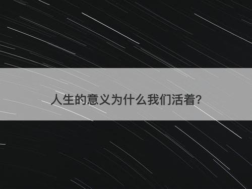 人生的意义为什么我们活着？