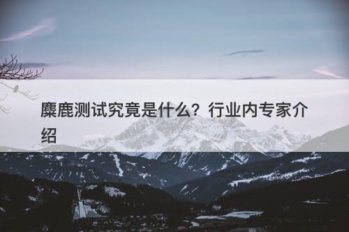 麋鹿测试究竟是什么？行业内专家介绍