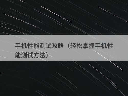 手机性能测试攻略（轻松掌握手机性能测试方法）