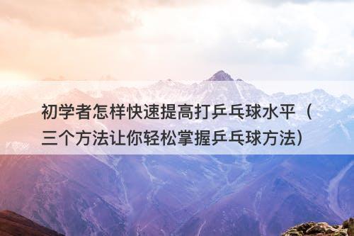 初学者怎样快速提高打乒乓球水平（三个方法让你轻松掌握乒乓球方法）-图1