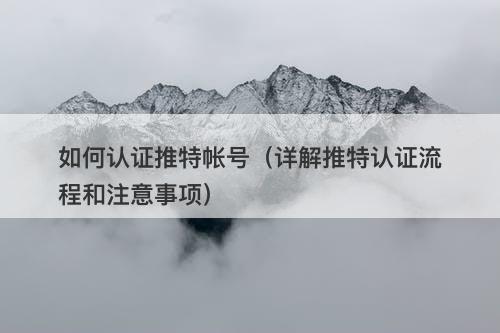 如何认证推特帐号（详解推特认证流程和注意事项）