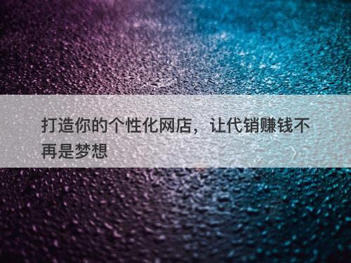 打造你的个性化网店，让代销赚钱不再是梦想