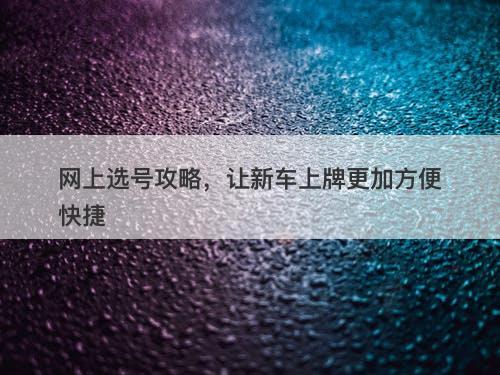 网上选号攻略，让新车上牌更加方便快捷