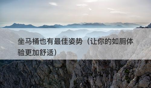 坐马桶也有最佳姿势（让你的如厕体验更加舒适）