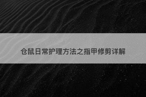 仓鼠日常护理方法之指甲修剪详解
