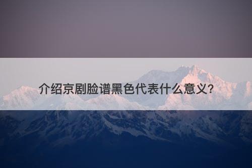 介绍京剧脸谱黑色代表什么意义？