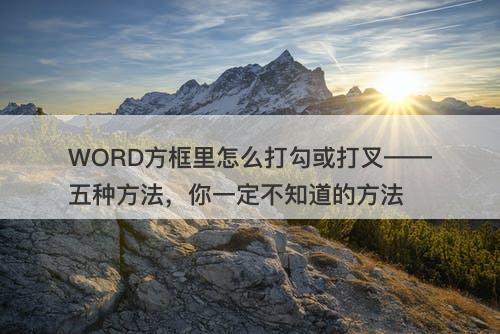 WORD方框里怎么打勾或打叉——五种方法，你一定不知道的方法
