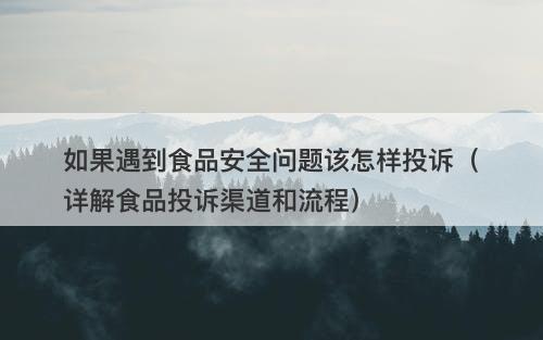 如果遇到食品安全问题该怎样投诉（详解食品投诉渠道和流程）