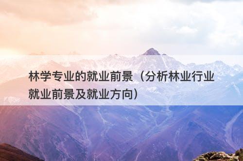 林学专业的就业前景（分析林业行业就业前景及就业方向）