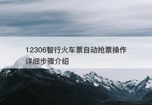 12306智行火车票自动抢票操作详细步骤介绍