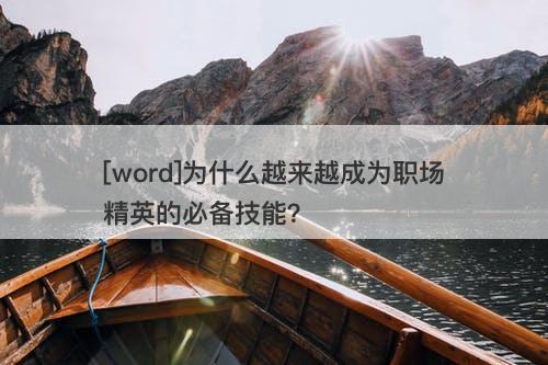[word]为什么越来越成为职场精英的必备技能？