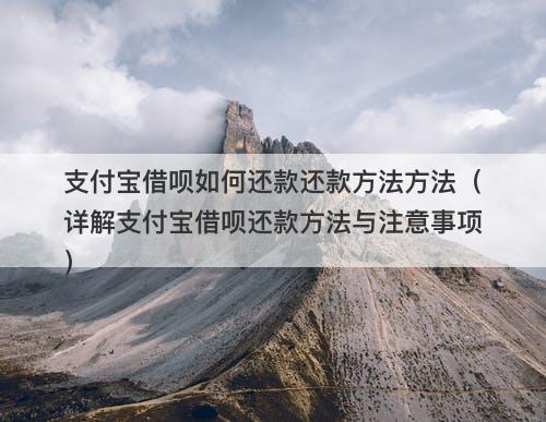 支付宝借呗如何还款还款方法方法（详解支付宝借呗还款方法与注意事项）