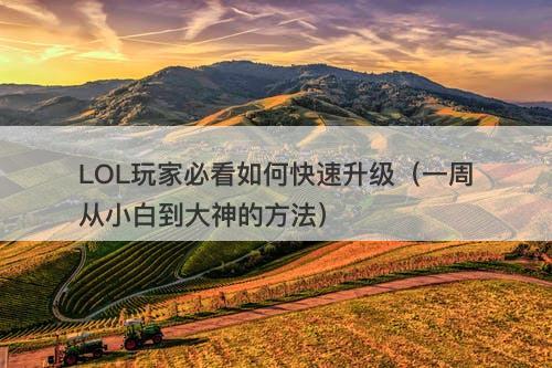 LOL玩家必看如何快速升级（一周从小白到大神的方法）