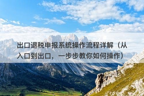 出口退税申报系统操作流程详解（从入口到出口，一步步教你如何操作）