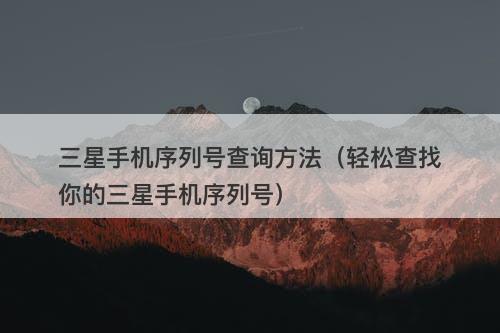 三星手机序列号查询方法（轻松查找你的三星手机序列号）