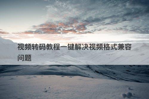 视频转码教程一键解决视频格式兼容问题