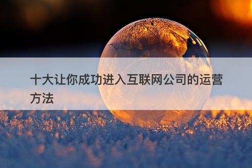 十大让你成功进入互联网公司的运营方法