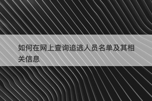 如何在网上查询追逃人员名单及其相关信息-图1 如何在网上查询追逃人员名单及其相关信息-图1