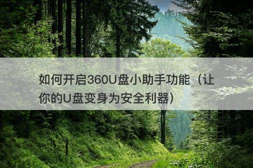 如何开启360U盘小助手功能（让你的U盘变身为安全利器）