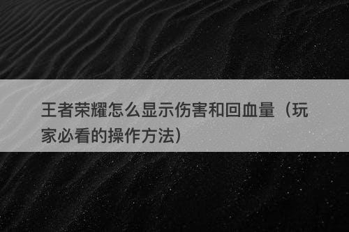 王者荣耀怎么显示伤害和回血量（玩家必看的操作方法）