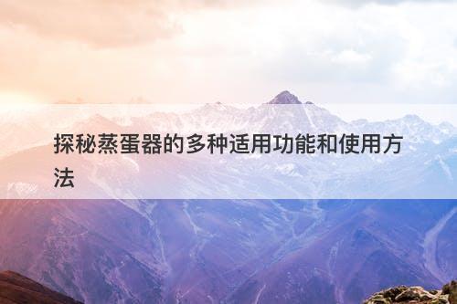 探秘蒸蛋器的多种适用功能和使用方法