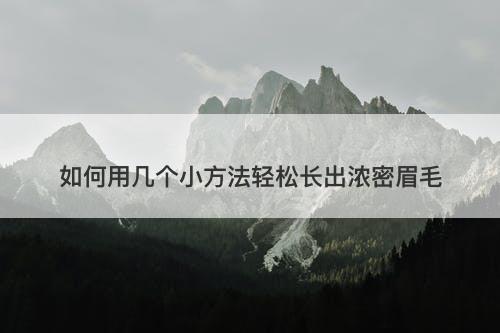 如何用几个小方法轻松长出浓密眉毛