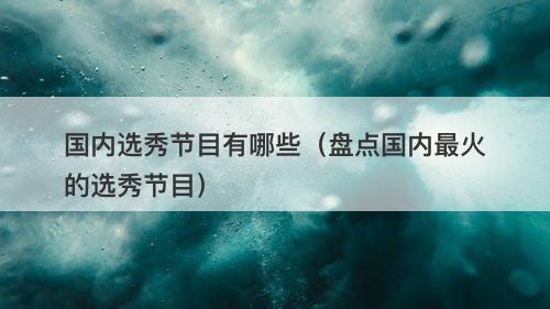 国内选秀节目有哪些（盘点国内最火的选秀节目）