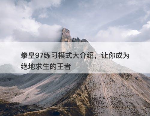 拳皇97练习模式大介绍，让你成为绝地求生的王者