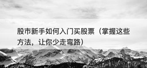 股市新手如何入门买股票（掌握这些方法，让你少走弯路）