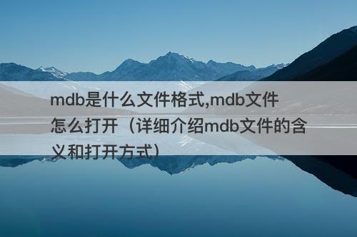 mdb是什么文件格式,mdb文件怎么打开（详细介绍mdb文件的含义和打开方式）