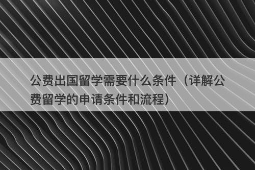 公费出国留学需要什么条件（详解公费留学的申请条件和流程）