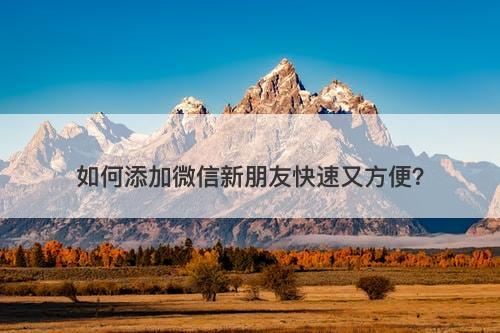 如何添加微信新朋友快速又方便？