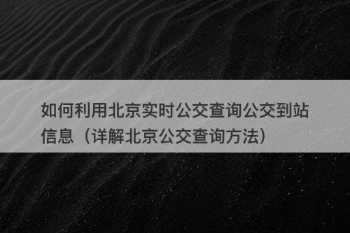 如何利用北京实时公交查询公交到站信息（详解北京公交查询方法）