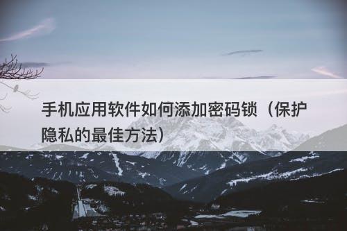 手机应用软件如何添加密码锁（保护隐私的最佳方法）