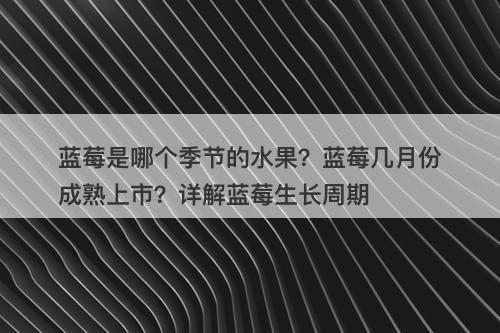 蓝莓是哪个季节的水果？蓝莓几月份成熟上市？详解蓝莓生长周期