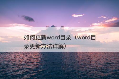 如何更新word目录（word目录更新方法详解）