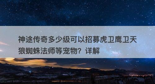 神途传奇多少级可以招募虎卫鹰卫天狼蜘蛛法师等宠物？详解