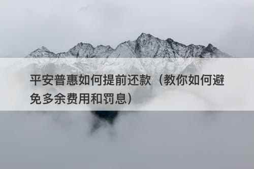 平安普惠如何提前还款（教你如何避免多余费用和罚息）