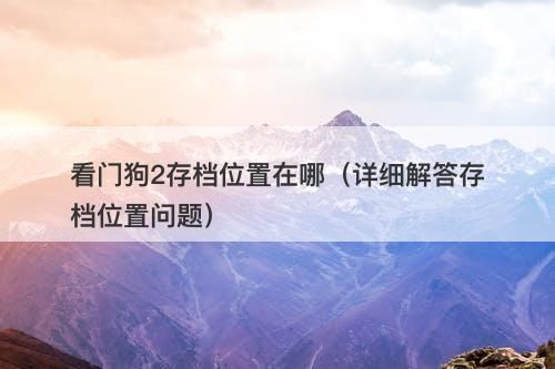 看门狗2存档位置在哪（详细解答存档位置问题）