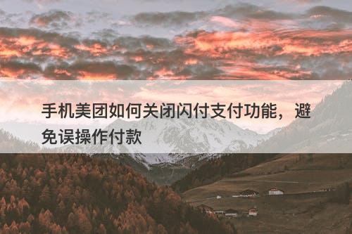 手机美团如何关闭闪付支付功能，避免误操作付款