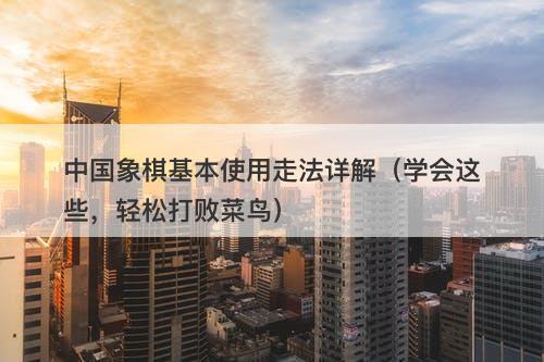 中国象棋基本使用走法详解（学会这些，轻松打败菜鸟）