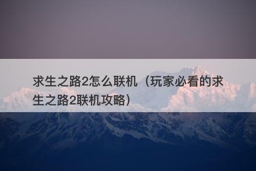 求生之路2怎么联机（玩家必看的求生之路2联机攻略）