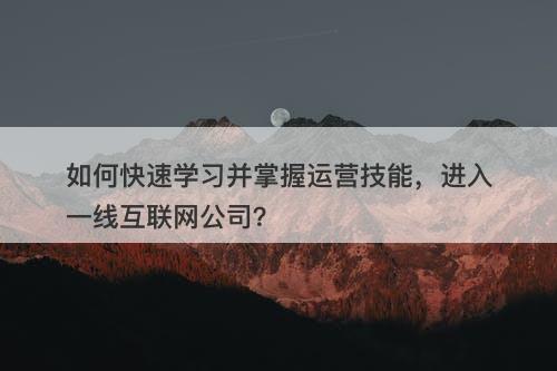 如何快速学习并掌握运营技能，进入一线互联网公司？